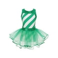 thumbnail image 1 of iEFiEL Kids Girls Christmas Sequins Miss Santa Dance Costume Holiday Stripes Leotard Tutu Dress Green-C 4, 1 of 7