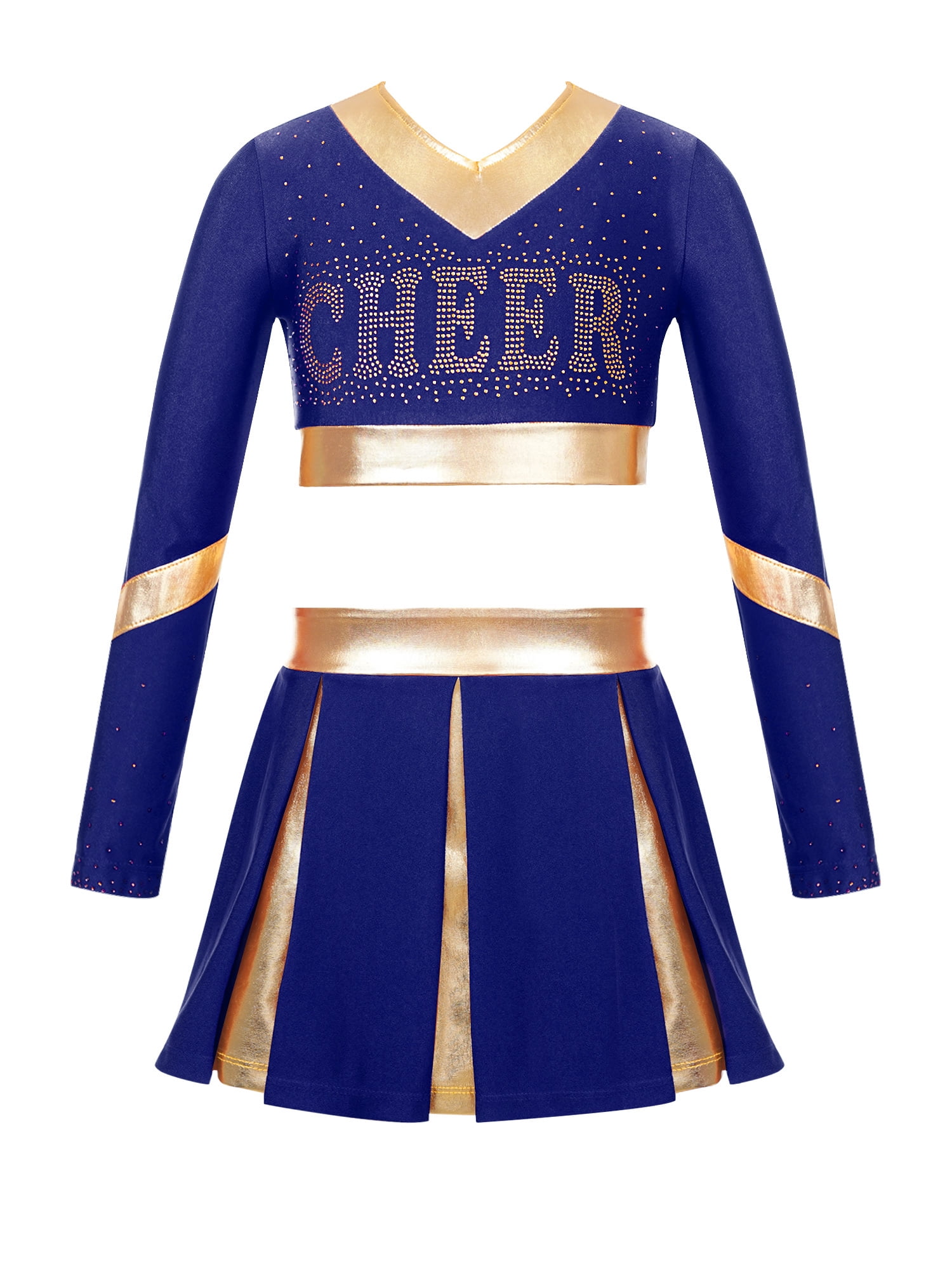 iEFiEL Kids Girls Color Contrast Patchwork Cheer Leader Dance Outfit ...