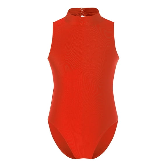 iEFiEL Kids Girls Cutout Back Ballet Dance Bodysuit Cutout Back Leotard Gymnastics Jumpsuit Red 10-12