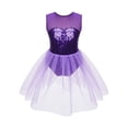 thumbnail image 1 of iEFiEL Kids Girls Dance Leotard Shiny Sequins Bodice Mesh Patchwork Modern Dance Dress, 1 of 7