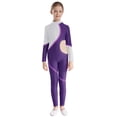 thumbnail image 1 of iEFiEL Kids Girls Figure Skating Bodysuit Ballerina Gymnastics Acrobatics Leotard Long Sleeve Shiny Rhinestones Jumpsuit Purple 10, 1 of 7