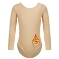thumbnail image 1 of iEFiEL Kids Girls Fleece Lined Gymnastics Leotard Ballet Undergarment Nude Long Sleeve Dance Leotard Round Neck 100, 1 of 8