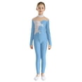 thumbnail image 1 of iEFiEL Kids Girls Gymnastics Acrobatics Jumpsuit Unitard Long Sleeve Rhinestone Sports Full Bodysuit Ballet Dance Leotard Blue 14, 1 of 7