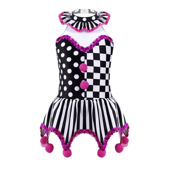 Girls' Halloween Beetle Costume Dress - Black & White Striped Ruffle Tutu With Headband (Sizes 2-3Y To 10-12Y)