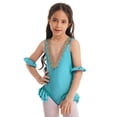 thumbnail image 1 of iEFiEL Kids Girls Halloween Showman Costume Sleeveless Mesh Splice V Back Leotard Lake Green 14, 1 of 7