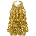 thumbnail image 1 of iEFiEL Kids Girls Halter Shiny Sequins Ballet Dance Unitard Dress Jazz Latin Dancing Costume Gold 16, 1 of 7