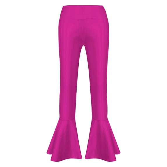 iEFiEL Kids Girls Jazz Hip Hop Dance Flare Pants Gymnastics Yoga Bell Bottoms Hot Pink 12