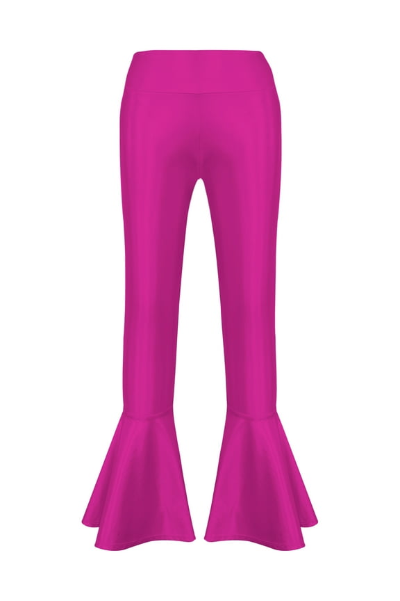 Kids Girls Jazz Hip Hop Dance Flare Pants Gymnastics Yoga Bell Bottoms Hot Pink 8