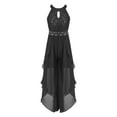 thumbnail image 1 of iEFiEL Kids Girls Jumpsuit Romper Maxi Dress with Rhinestone Belt for Pageant Birthday Party Black-A 8, 1 of 5