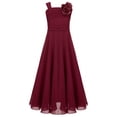 thumbnail image 1 of iEFiEL Kids Girls Juniors Ruched Flower Dress Sleeveless A-Line Chiffon Wedding Pageant Party Dress, 1 of 5
