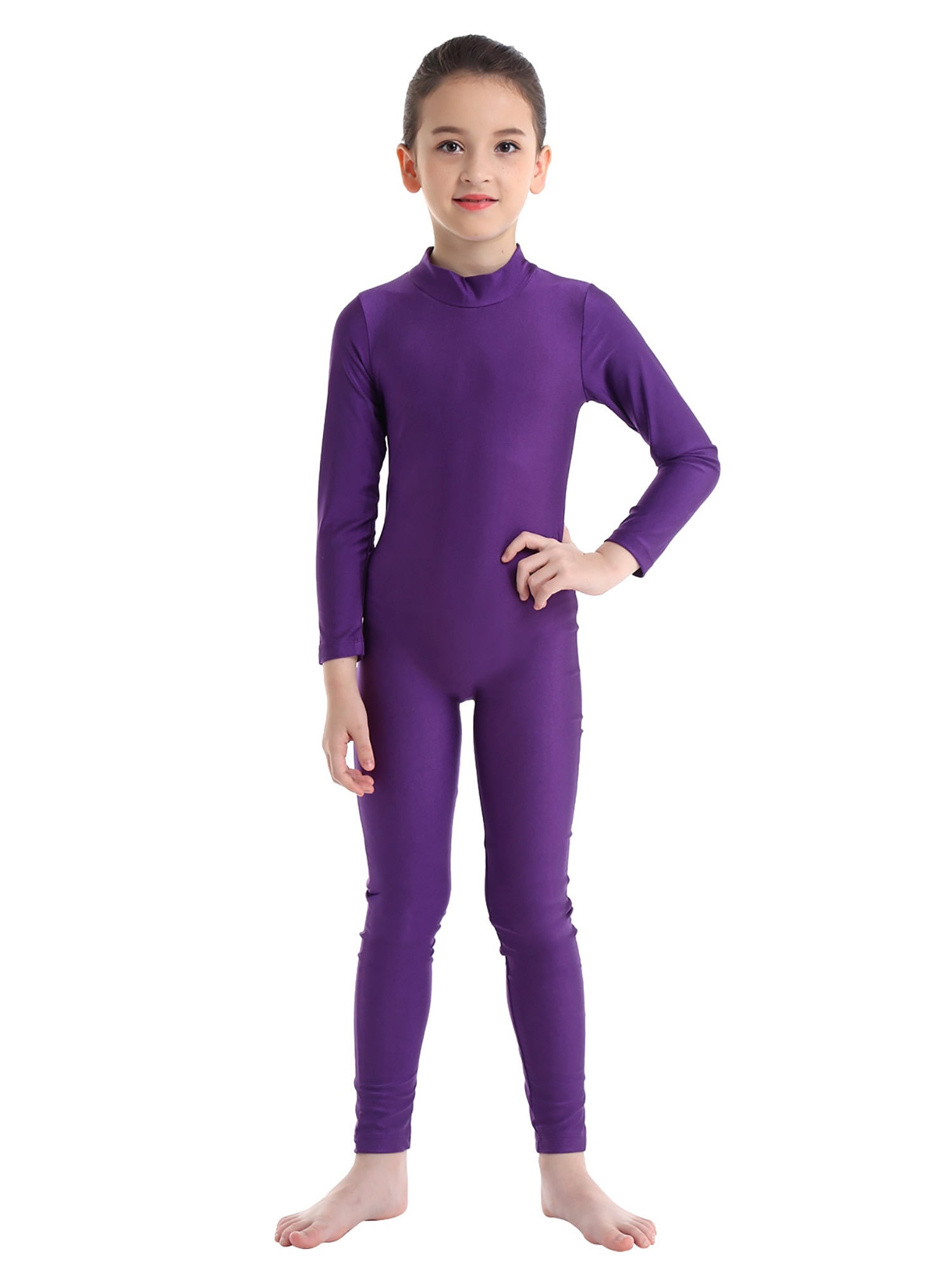 Kids Girls Ballet Dance Leotard Lace Turtle Neck Open Back Gymnastics Jumpsuit - Foto 5