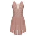 thumbnail image 1 of iEFiEL Kids Girls Lyrical Modern Dance Dress Asymmetrical Hem Rhinestone Figure Skating Performance Dress Dusty Pink 12, 1 of 5