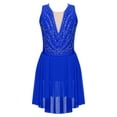 thumbnail image 1 of iEFiEL Kids Girls Lyrical Modern Dance Dress Asymmetrical Hem Rhinestone Figure Skating Performance Dress Royal Blue 16, 1 of 5