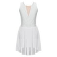 thumbnail image 1 of iEFiEL Kids Girls Lyrical Modern Dance Dress Asymmetrical Hem Rhinestone Figure Skating Performance Dress White 16, 1 of 5