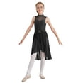 thumbnail image 1 of iEFiEL Kids Girls Modern Lyrical Dance Leotard Dress Sleeveless Rhinestone High-Low Hem Dancewear Modern Contemporary Dance Dress Black 8, 1 of 7