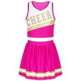 thumbnail image 1 of iEFiEL Kids Girls Patchwork Style Cheer Leading Dance Costume Uniform V Neck Crop Top with Pleated Skirt Outfit, 1 of 7