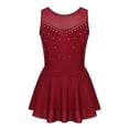 thumbnail image 1 of iEFiEL Kids Girls Rhinestones Tulle Back Ballet Dance Leotard Skating Dress Burgundy 14, 1 of 7