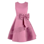 iEFiEL Kids Girls Satin Sleeveless Princess Dress Elegant A-line Wedding Bridesmaid Party Dresses Pink 14