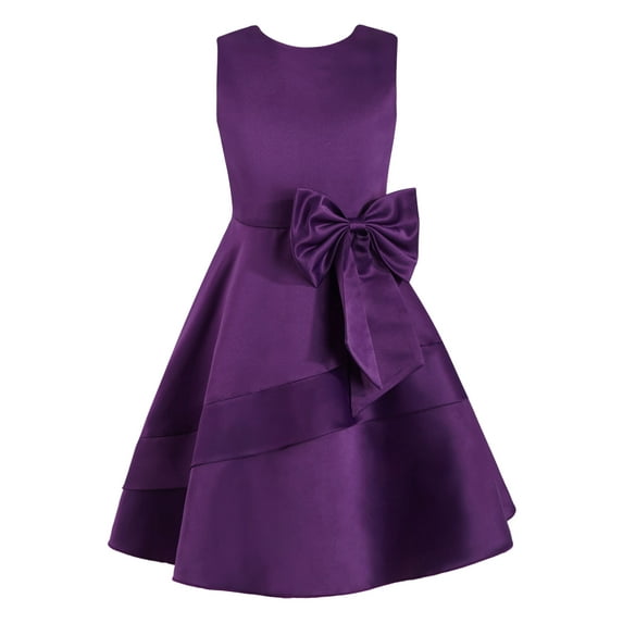 iEFiEL Kids Girls Satin Sleeveless Princess Dress Elegant A-line Wedding Bridesmaid Party Dresses Purple 12