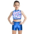 thumbnail image 1 of iEFiEL Kids Girls Sequins 2Pcs Ballet Dance Outfit Crop Top with Metallic Bottoms Set Blue Fish Scales 6, 1 of 7