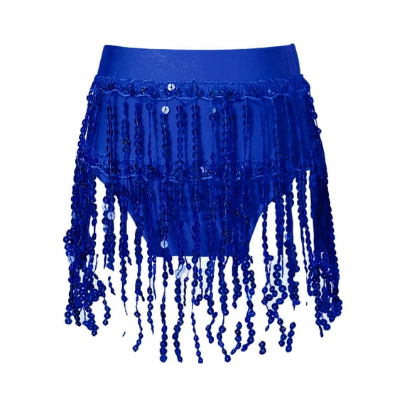 iEFiEL Kids Girls Shiny Sequins Tassels Briefs Bottoms Dance Performance Competition Underwear Royal Blue 8