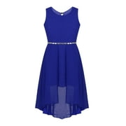 iEFiEL Kids Girls Sleeveless Sparkly Rhinestone High-low Hem Dress for Birthday Party Blue 8