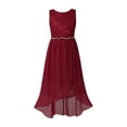 thumbnail image 1 of iEFiEL Kids Girls Sleeveless Sparkly Rhinestone High-low Hem Dress for Birthday Party Burgundy-A 14, 1 of 7