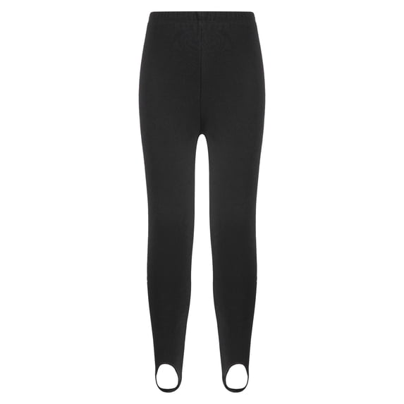 iEFiEL Kids Girls Solid Color Stirrup Leggings Fleece-Lined Gymnastics Ballet Dance Tights Yoga Pants Black 13-14