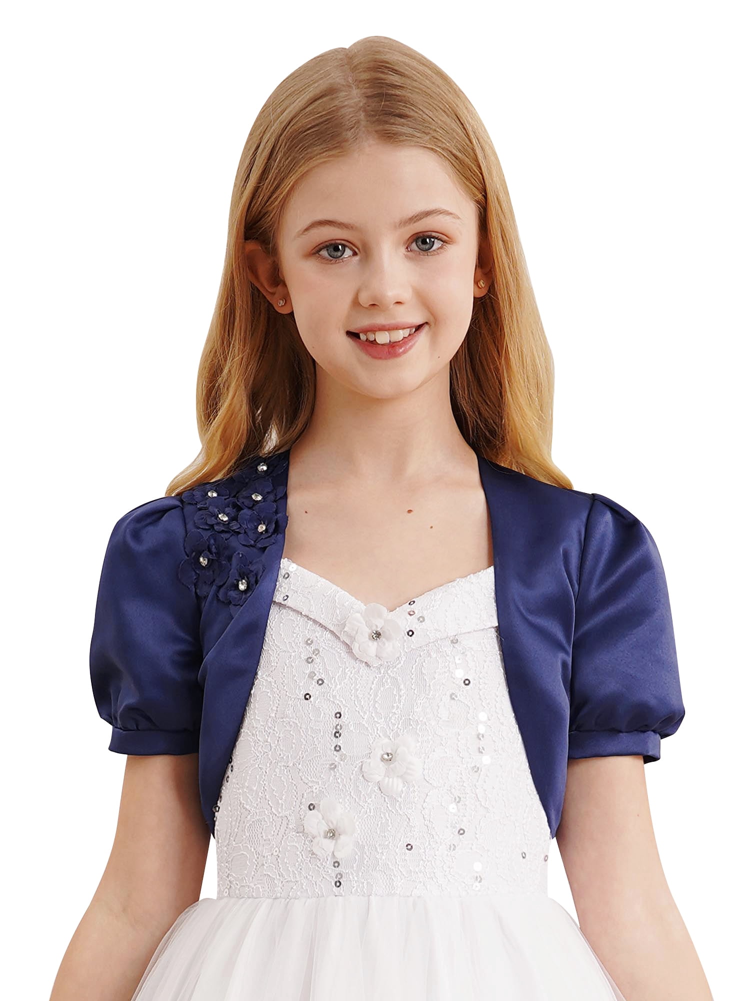 Girls Bolero Jacket Girls Long Sleeve Bolero Shrug - Wedding & Pageant Cover Up In Multiple Sizes Sweaters For Kids - Foto 4