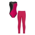 thumbnail image 1 of iEFiEL Kids Girls Sparkly Rhinestones Gymnastics Unitard Sleeveless Athletic Leotard with Leggings Pants Dancewear Hot Pink 6, 1 of 7