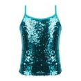 thumbnail image 1 of iEFiEL Kids Girls Sparkly Sequined Dance Top with Front Liner,Sizes 6-16 Lake_Blue 12, 1 of 7