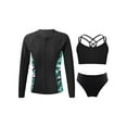 thumbnail image 1 of iEFiEL Kids Girls Swimsuit Long Sleeve Zipper Tops with Sleeveless Strappy Crop Top Briefs for Beach Pool Swimming Bathing Holiday Black 8, 1 of 7