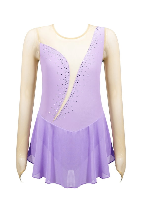 Kids Girls Tulle Figure Ice Roller Skating Ballet Dance Leotard Dress