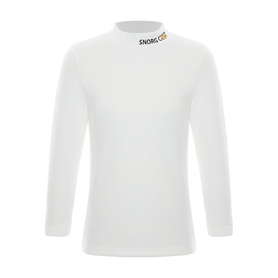 iEFiEL Kids Girls Warm Ribbed Thermal Underwear Tops Mock Neck Long Sleeve Undershirt White 9-10