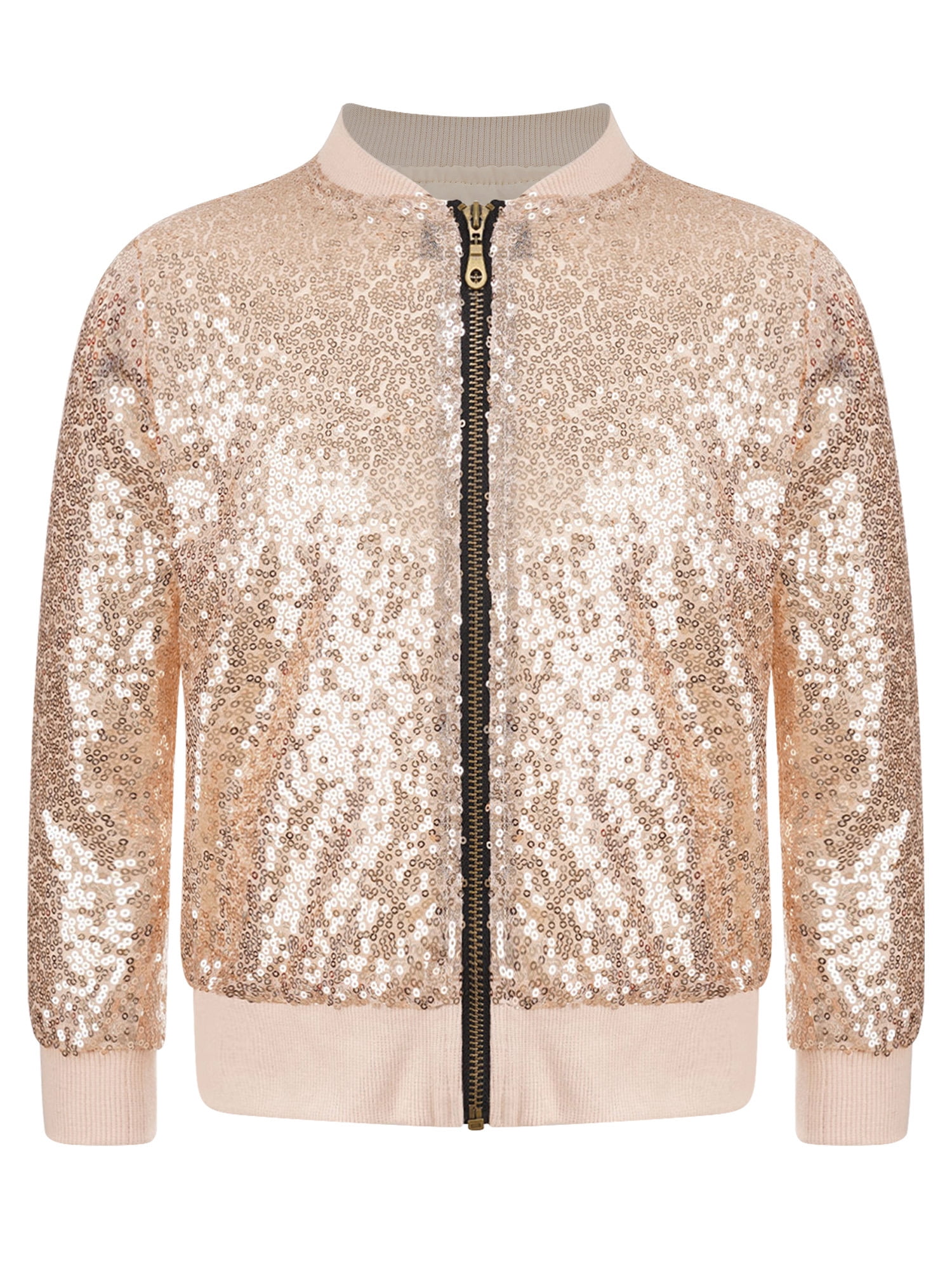 iEFiEL Kids Little Girls Toddlers Sequins Jacket Long Sleeve Zip Up
