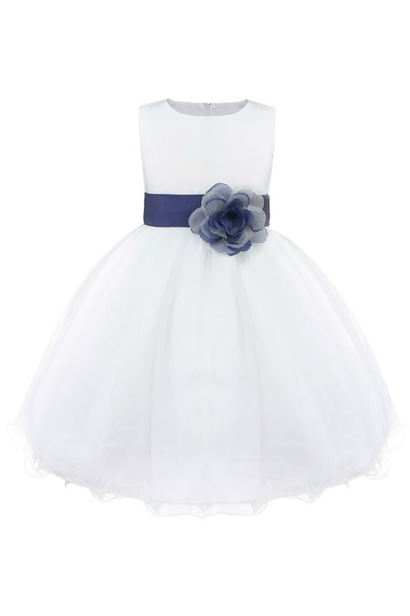 Kids Toddler Girls Navy Blue Flower Girls Dress Formal Wedding Pageant Party Dress