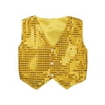 thumbnail image 1 of iEFiEL Kids Unisex Boys Girls Sequin Vest Top Bling Waistcoat for Jazz Stage Dance Performance Gold 12-13, 1 of 4