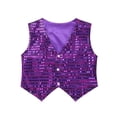 thumbnail image 1 of iEFiEL Kids Unisex Boys Girls Sequin Vest Top Bling Waistcoat for Jazz Stage Dance Performance Purple 10-12, 1 of 5