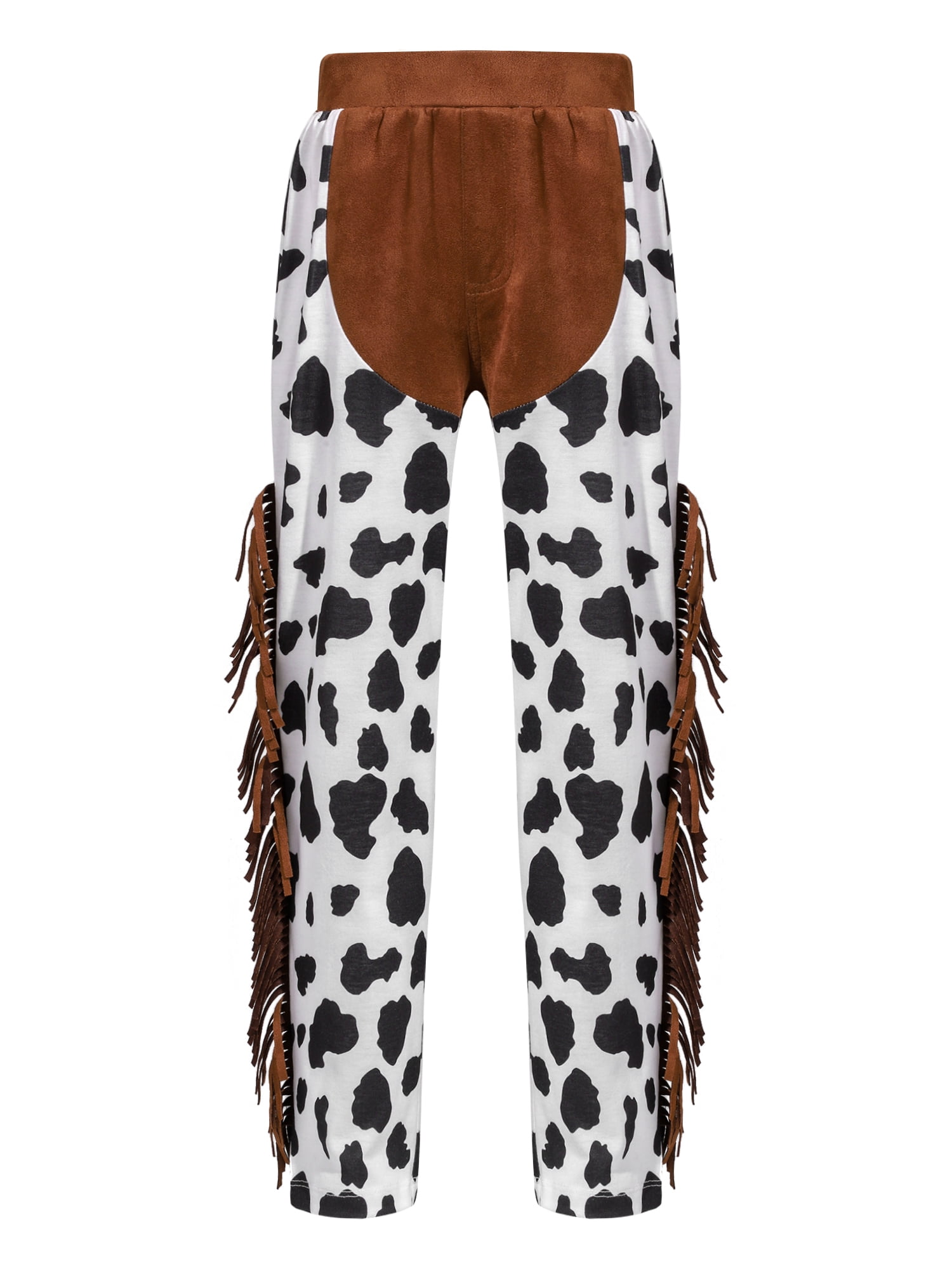 iEFiEL Kids Western Rodeo Cowboy Pants Cow Print Tassels Pants Carnival