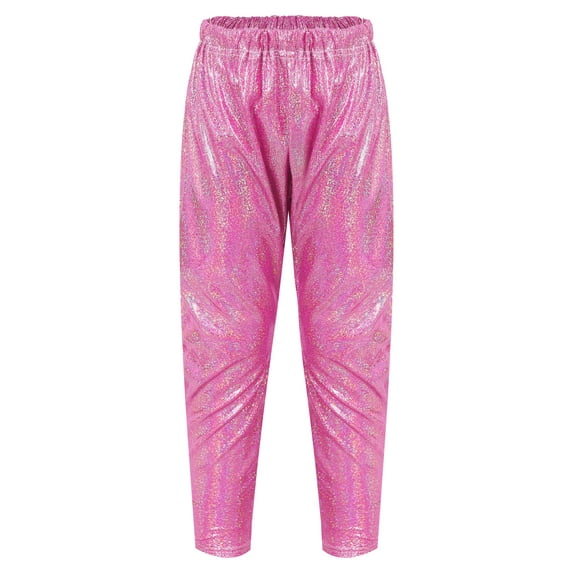 iEFiEL Little Boys Metallic Harem Pants Youth Juniors Shiny Jazz Hip Hop Performance Costume,Sizes 2-16