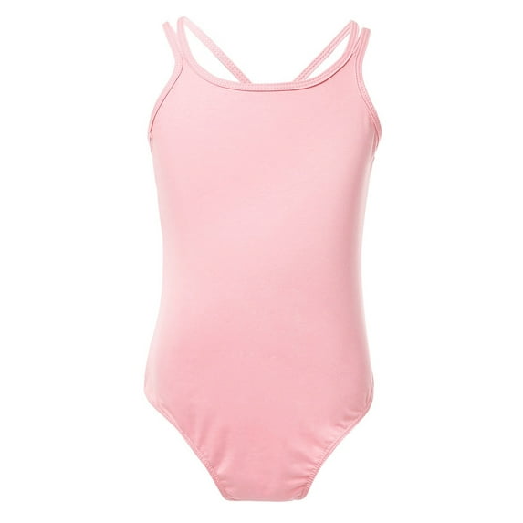 iEFiEL Little Girls Ballet Dance Leotard Cotton Basic Criss Cross Gymnastic Camisole Leotard Pink-A XXL