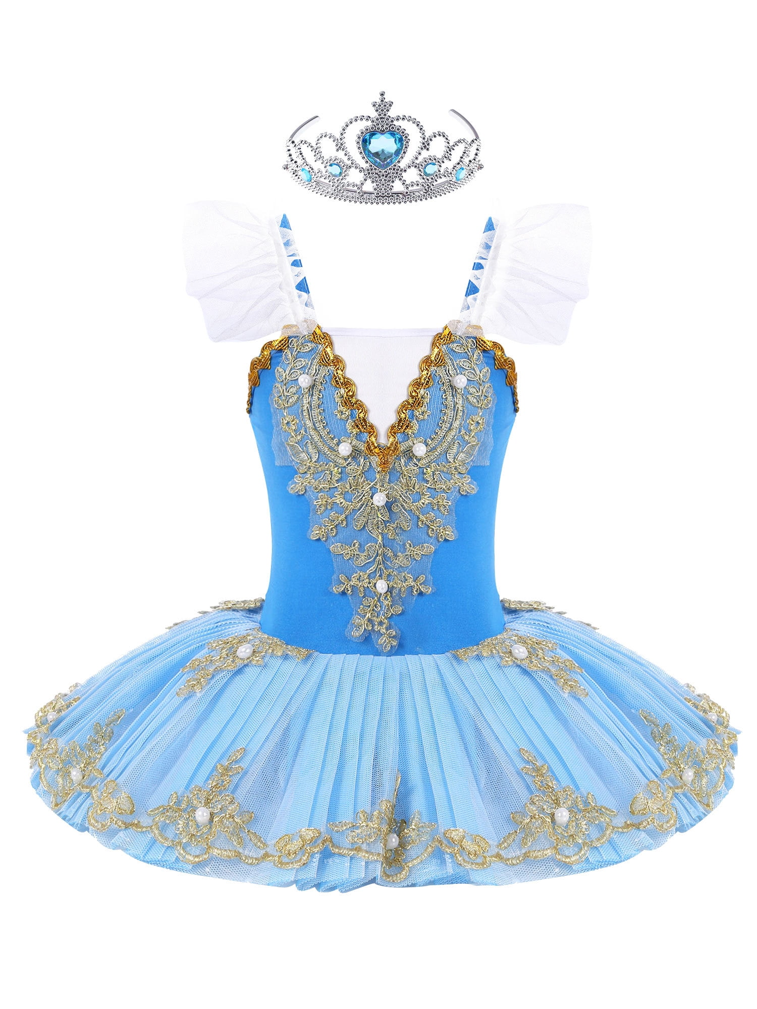 iEFiEL Little Girls V Neck Skirted Leotard Ballet Dance Tutus