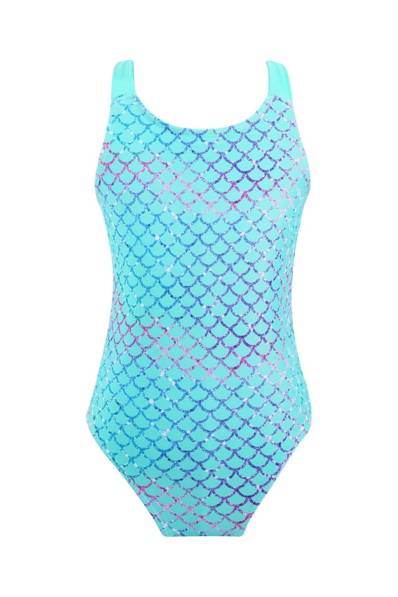 Little and Big Girls Swimsuit Sleeveless Swimwear Bathing Suit,1-Piece,Sizes 4-16 Green 8