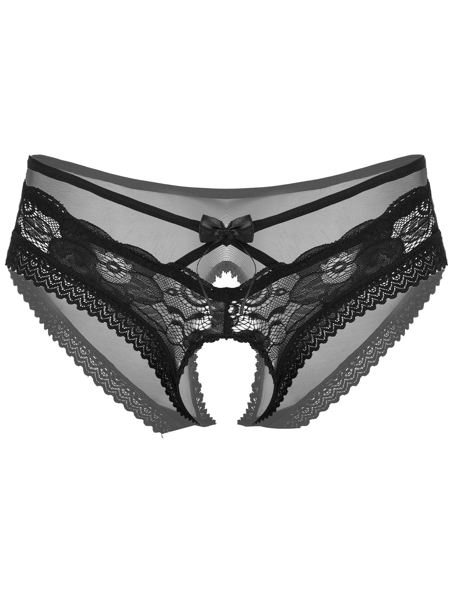 iEFiEL Mens Floral Lace Tback Low Rise GString Thongs Underwear Black