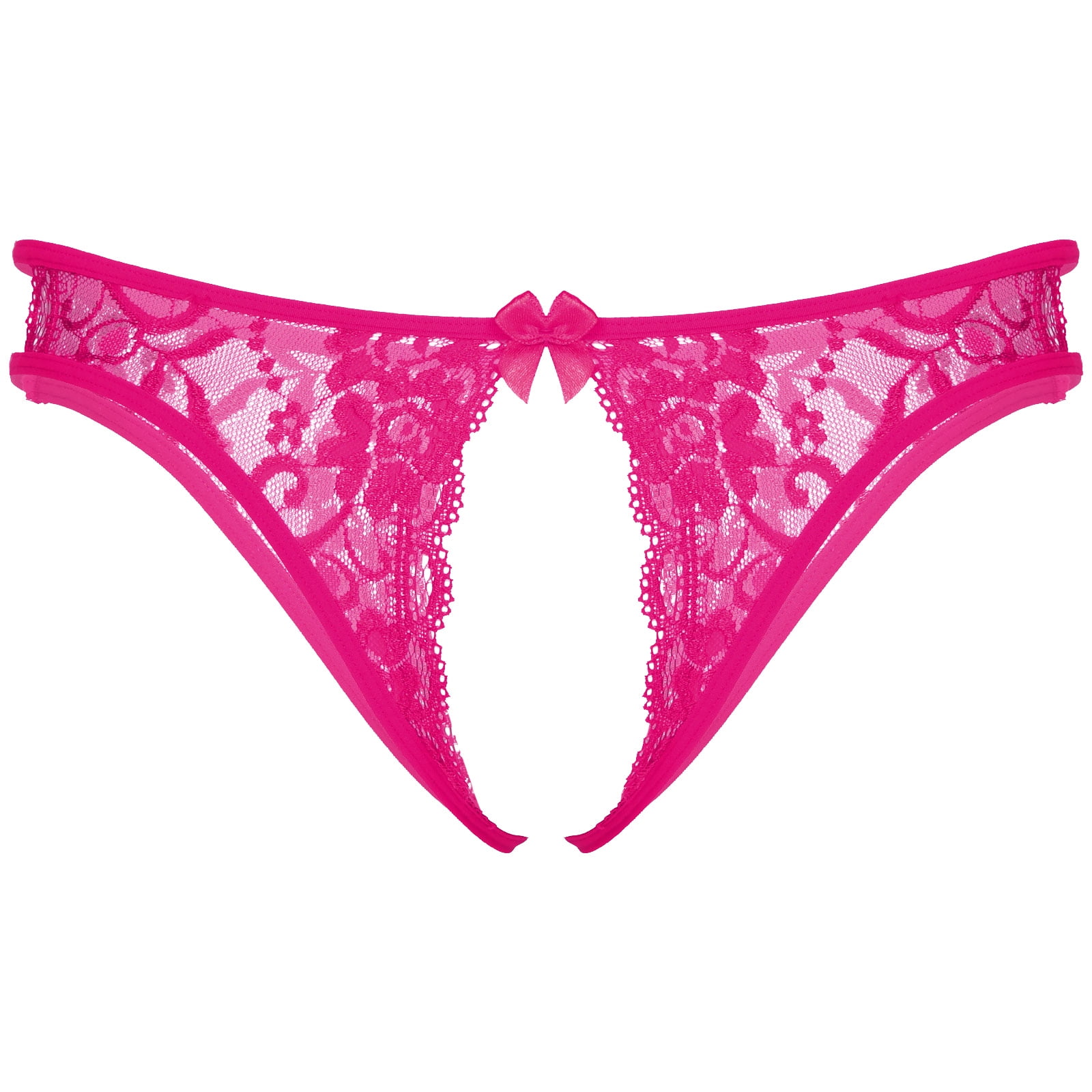 iEFiEL Mens Floral Lace T-back Low Rise G-String Thongs Underwear Hot Pink  One Size