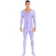 thumbnail image 1 of iEFiEL Mens Shiny Smooth Jumpsuit Long Sleeve Full Body Length Bodysuit for Fitness Workout, 1 of 7