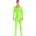 thumbnail image 1 of iEFiEL Mens Shiny Smooth Jumpsuit Long Sleeve Full Body Length Bodysuit for Fitness Workout, 1 of 7