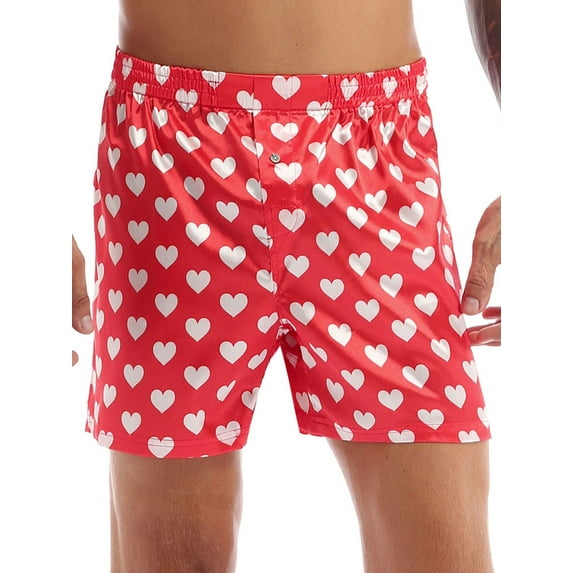 iEFiEL Mens Silk Satin Boxer Shorts Summer Loose Sports Shorts Pants Red XL