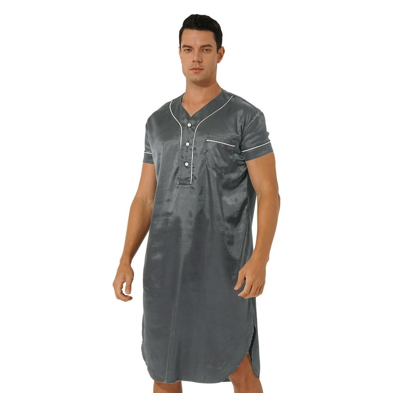 Short sleeve button down nightgown sale