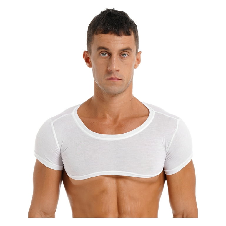 iEFiEL Womens Sheer See-Through Mesh Short Sleeve T-Shirt Scoop Neck Crop  Tops